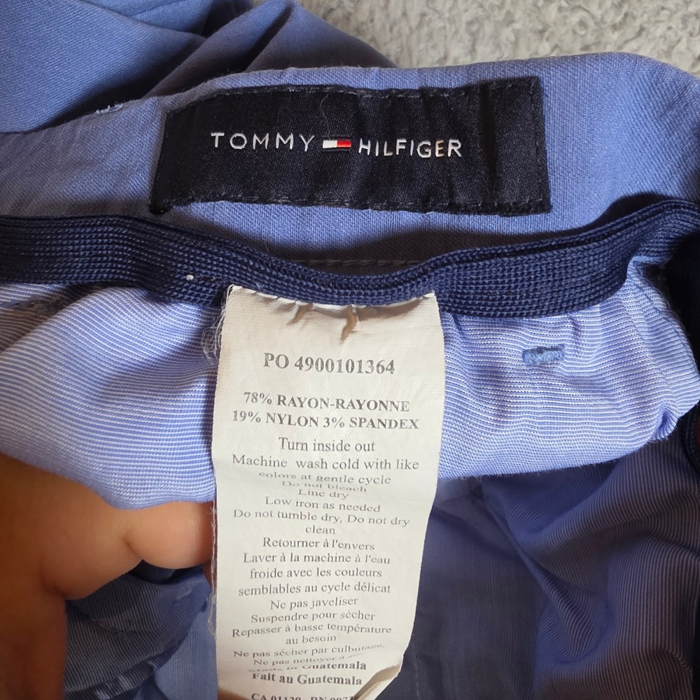 Tommy Hilfiger Chino Pants Mens 33x32 Blue Excellent Stretch Rayon Nylon Blend - Picture 5 of 8